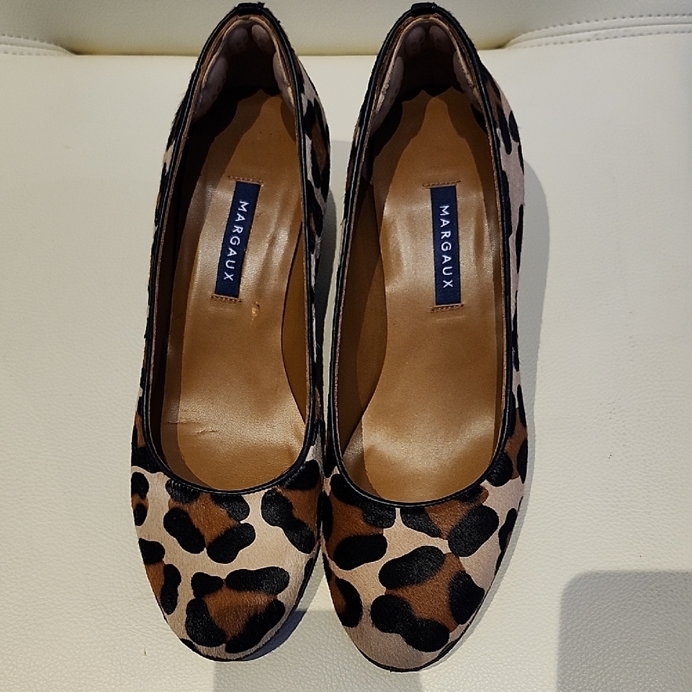 Margaux "The Heel" Leopard Print Pony Hair Heels Size 8.5 M - Picture 2 of 12